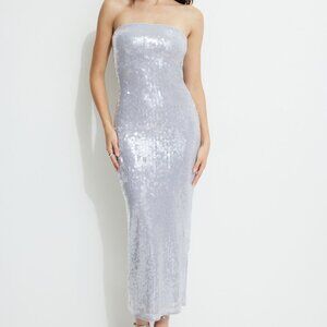 Clear Sequins Maxi Tube Dress